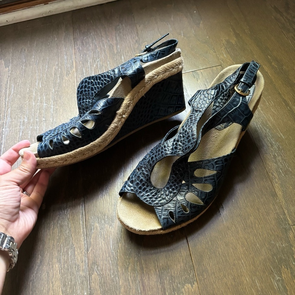Earthies blue leather Wedges - Picture 2 of 7